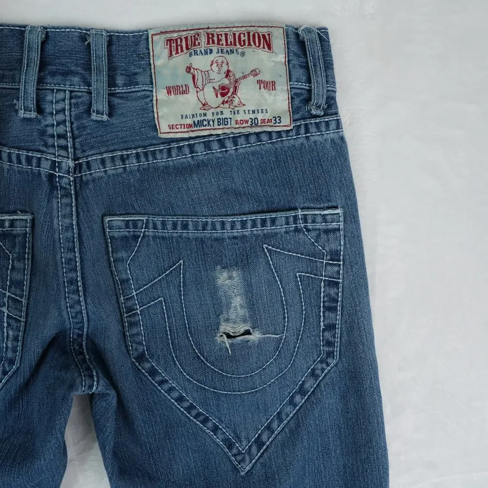 True Religion Jeans Mens 33x30 (Fit 32x28) Micky Big T Skinny World Tour‎